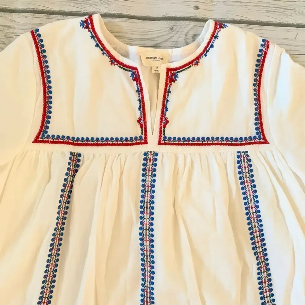 Orange Creek white boho babydoll top-medium - Picture 4 of 8